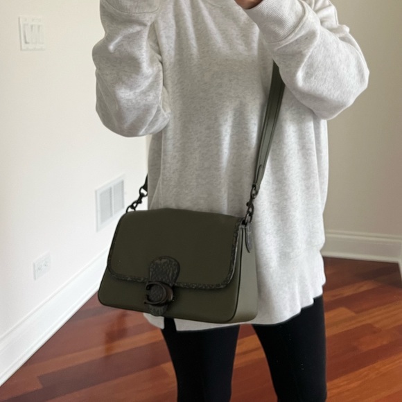 Soft Tabby Snake-Trim Leather Shoulder Bag - Picture 15 of 16